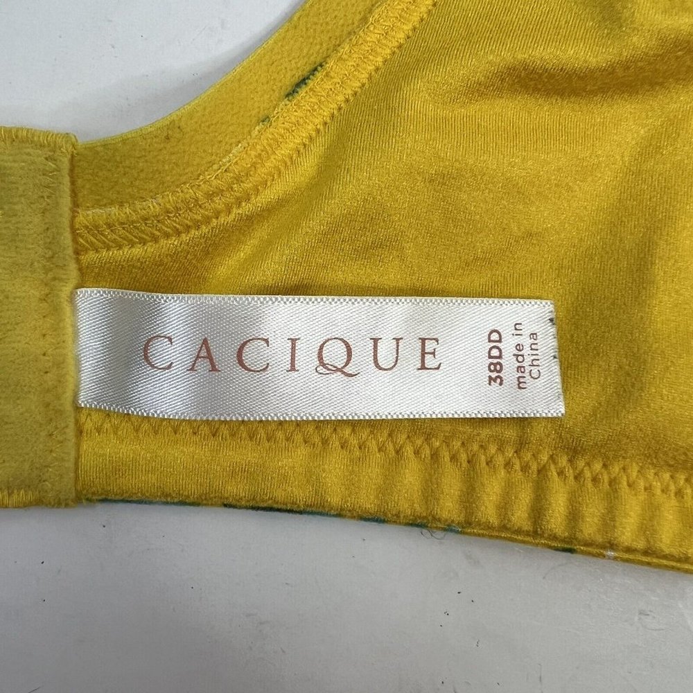 Cacique Lightly Lined T-shirt Full Coverage Underwired Bra Yellow Floral Sz 38DD - Picture 10 of 12